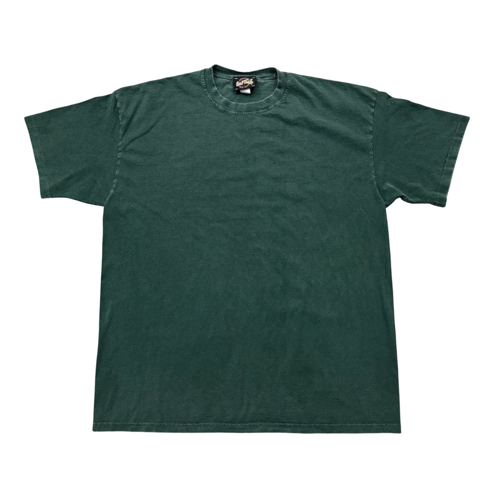 Vintage BarTack Faded Wash Green Blank T-Shirt Tee L/XL